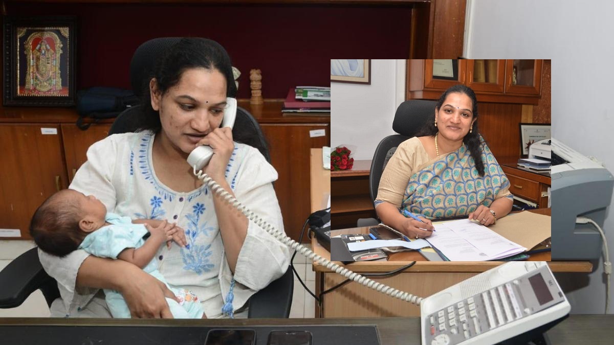 IAS Officer of Andhra Pradesh resumes work with a month old newborn in her arms