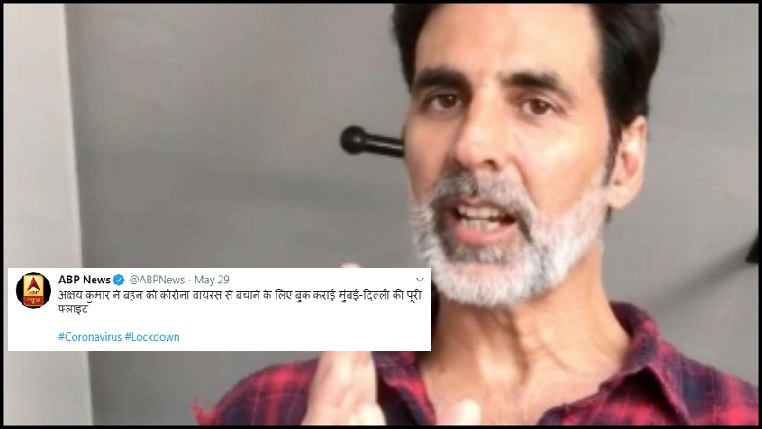Angry Akshay Kumar Plans legal action against fake news of booking Charter Flight
