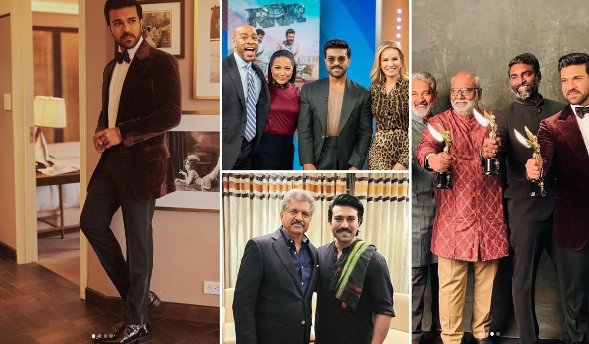 Ram Charan cheers RRR's winning moments at HCA, publishes heartening pics; Marvel star Anjali Bhimani fangirls over him