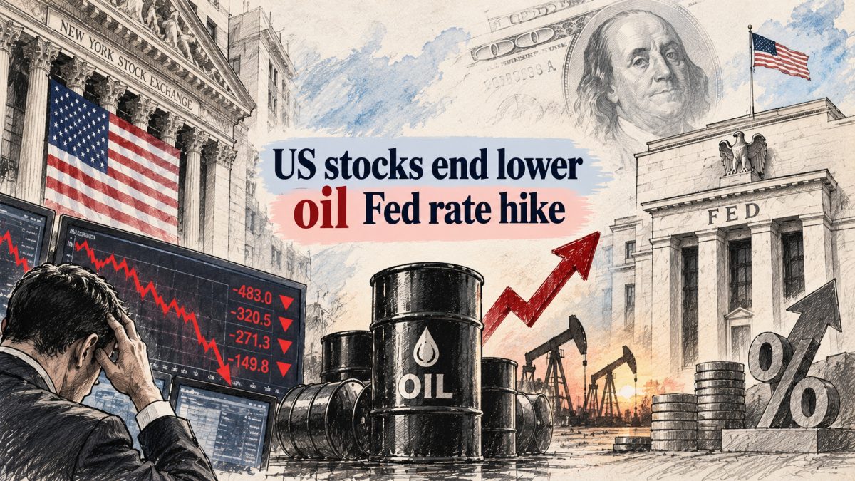US Stocks End Lower as Oil Surge Lifts Fed Rate-Hike Bets